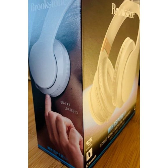 Brookstone WhisperNX Active Noise-Cancelling Bluetooth Headphones , White - Picture 3 of 7